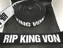 Load image into Gallery viewer, 3 or 6 Yard Roll 4cm RIP King Von Custom Designer Hat Band Elastic Trim