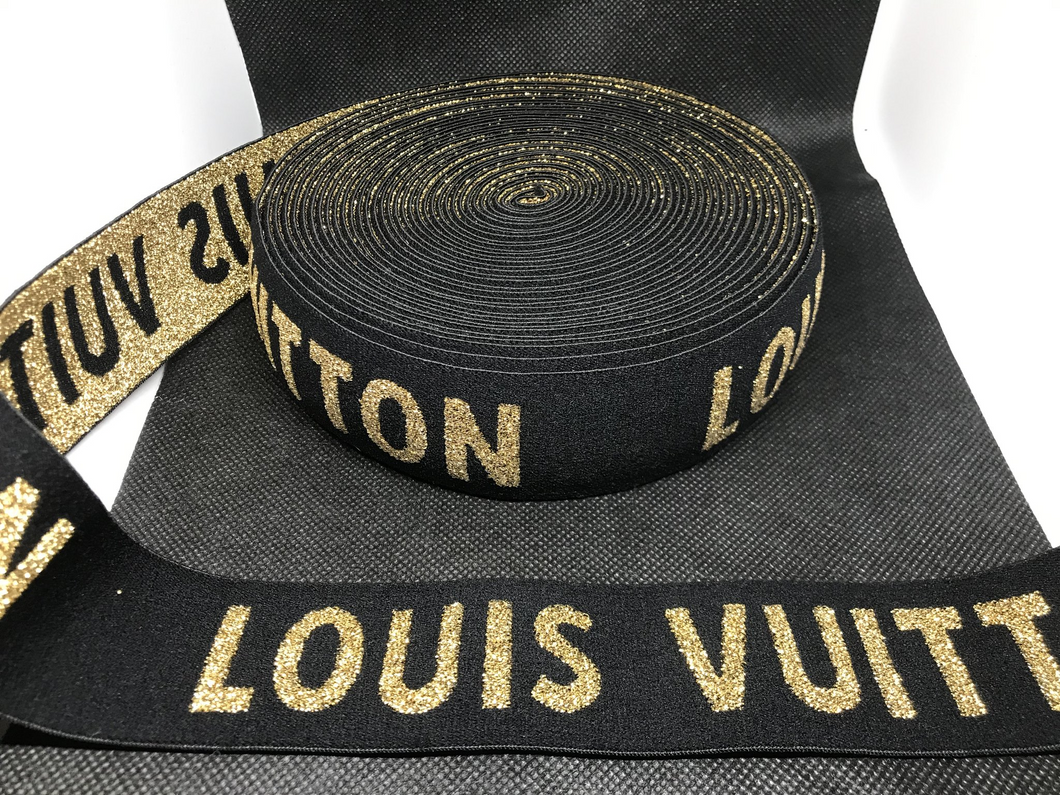 OVERSTOCK 10 Yards 4cm Louis Vuitton LV Metallic Elastic Waistband material  Designer Bands Jacquard Bandz