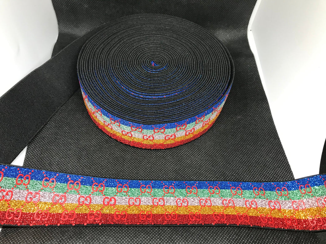 3 or 6 Yard Roll 4cm    Rainbow Custom Designer Hat Band Elastic  Trim Metallic