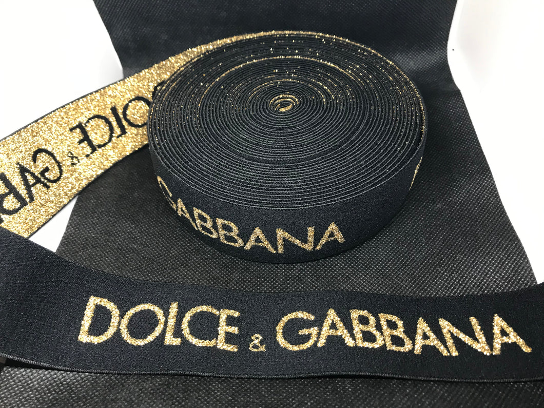 OVERSTOCK 10 Yards 4cm Logo Dolce Elastic Waistband material  Custom Designer Bands Jacquard Bandz