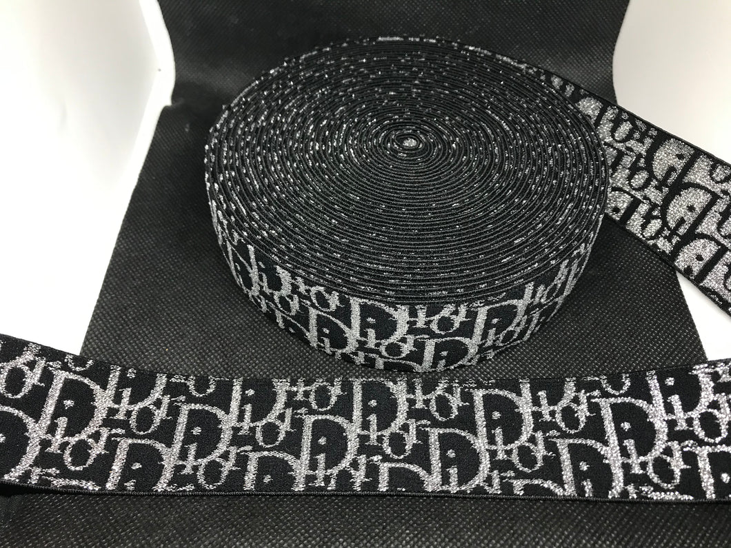 OVERSTOCK 10 Yards 4cm C-2 Metallic Silver Elastic Waistband material Custom Designer Bands Jacquard Bandz