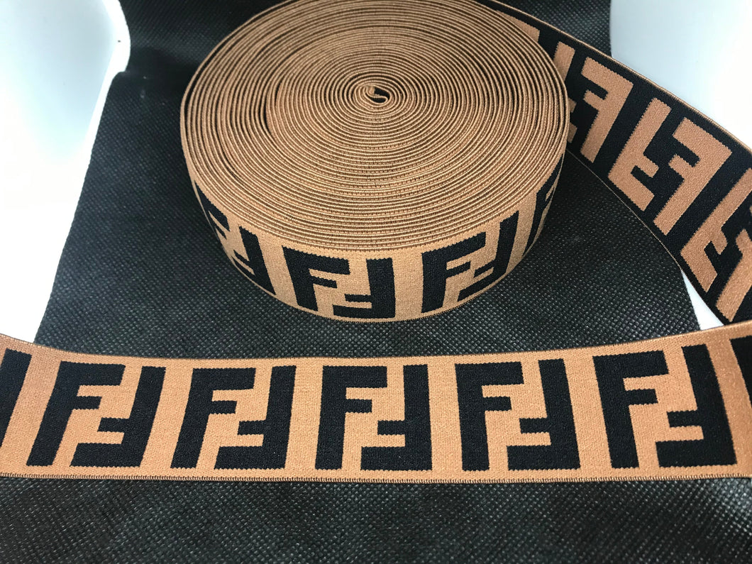 NEW RELEASE 10 Yard Roll 4cm Fendi FF Designer Elastic Band    Jacquard Bands Trim