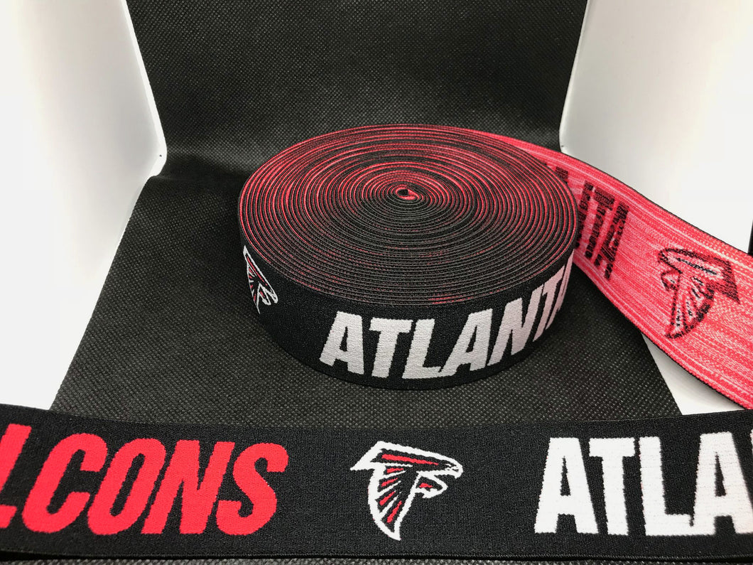 NO BULK DISCOUNTS - 10 Yard Roll 4cm Atlanta Falcons Sports Custom Designer Elastic Band    Jacquard Bands Trim