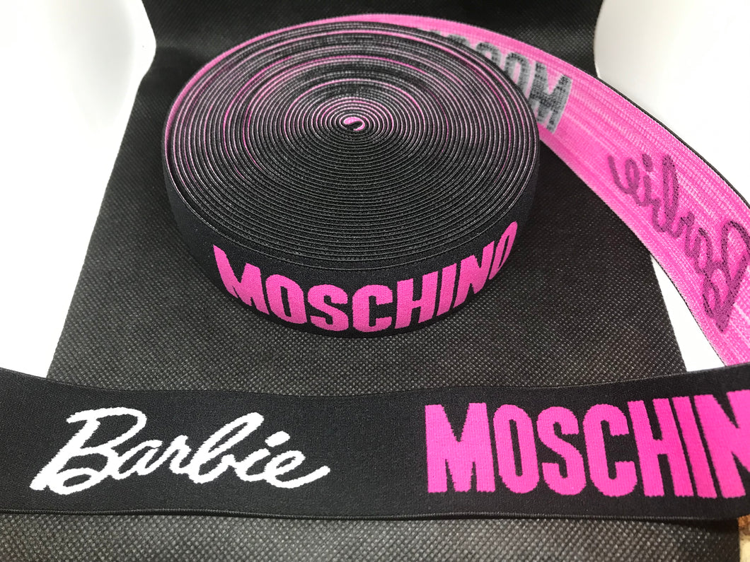 10 Yard Roll 4cm Moschino Barbie Designer Elastic Band    Jacquard Bands Trim