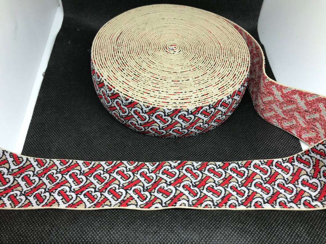 10 Yard Roll 4cm Burberry Designer Elastic Band    Jacquard Bands Trim