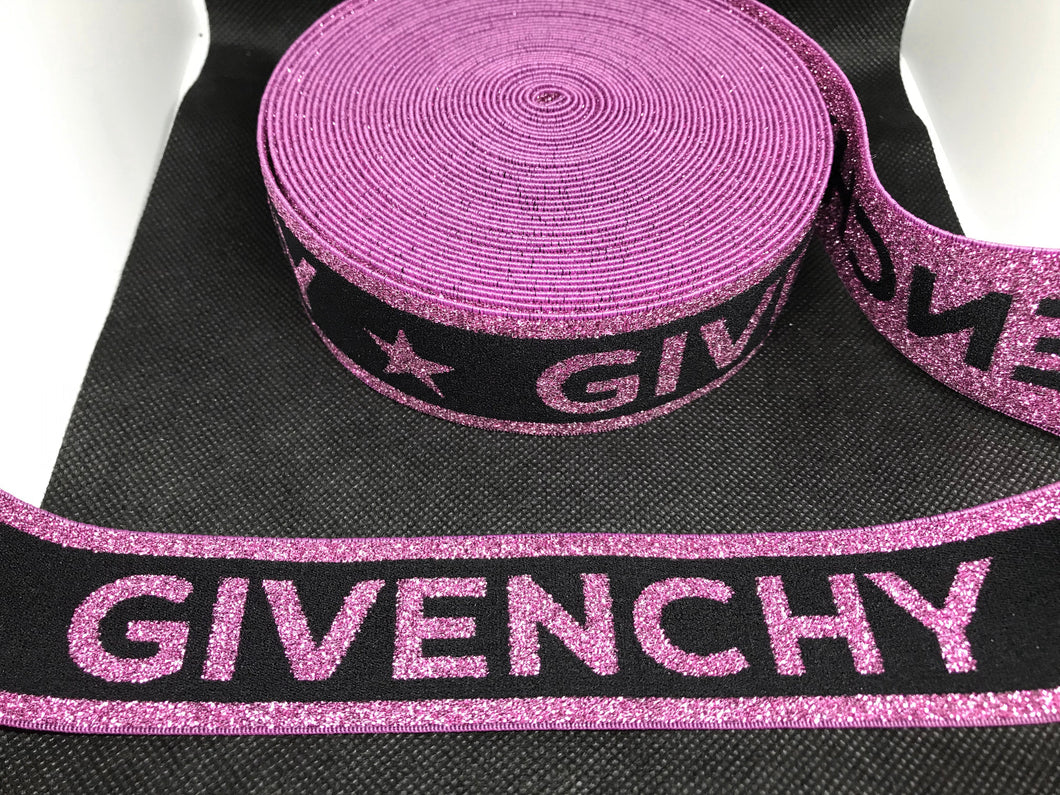 WHOLESALE - Designer Elastic Bands - 1 Yard Roll of 4cm Givenchy Metallic      Trim