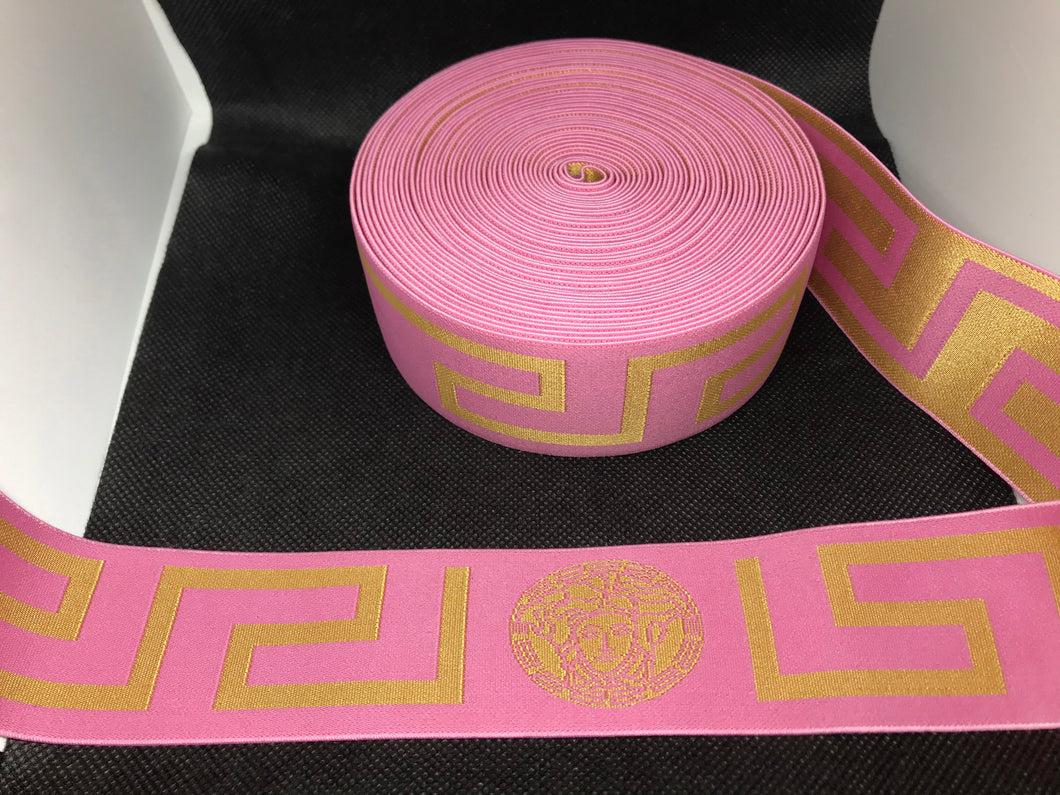 10 Yard Roll 4.5cm Versace Medusa Head Nylon Designer Elastic Band    Jacquard Bands Trim