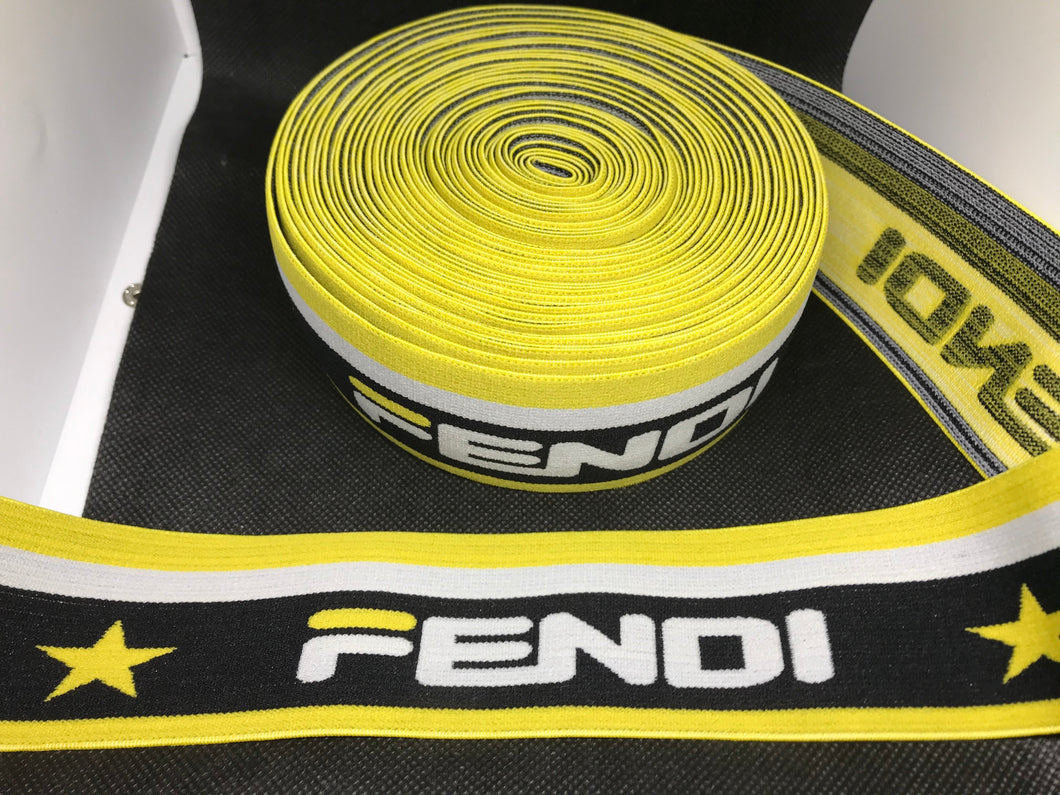 WHOLESALE - Designer Elastic Bands - 1 Yard Roll of 5cm Fendi FF     Trim