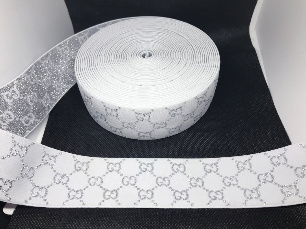 10 Yard Roll 4.5cm Gucci GG  Designer Elastic Band    Jacquard Bands Trim Metallic