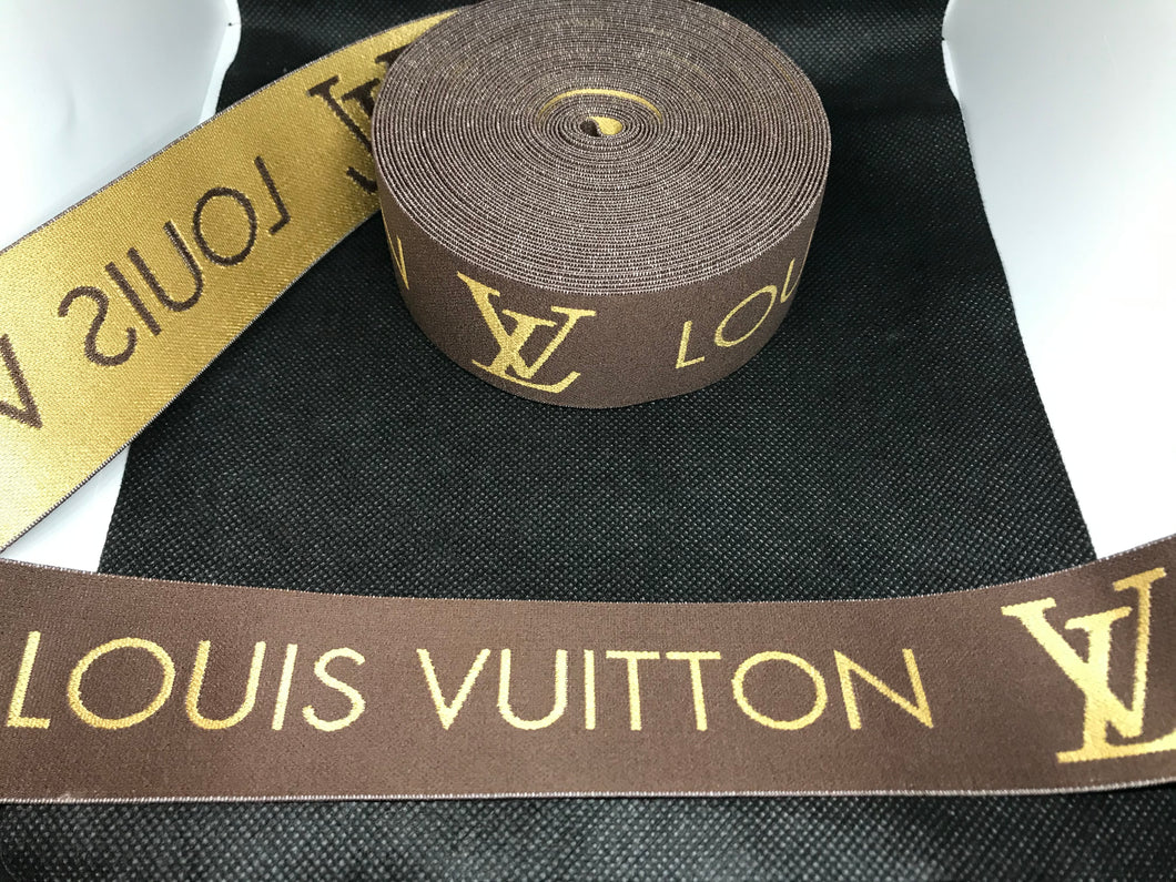 NO BULK DISCOUNTS - 10 Yard Roll 4.5cm Louis Vuitton LV Shiny Nylon Designer Elastic Band    Jacquard Bands Trim