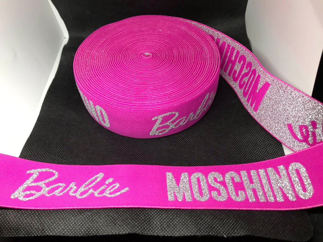 10 Yard Roll 4cm Moschino Barbie  Designer Elastic Band    Jacquard Bands Trim Metallic