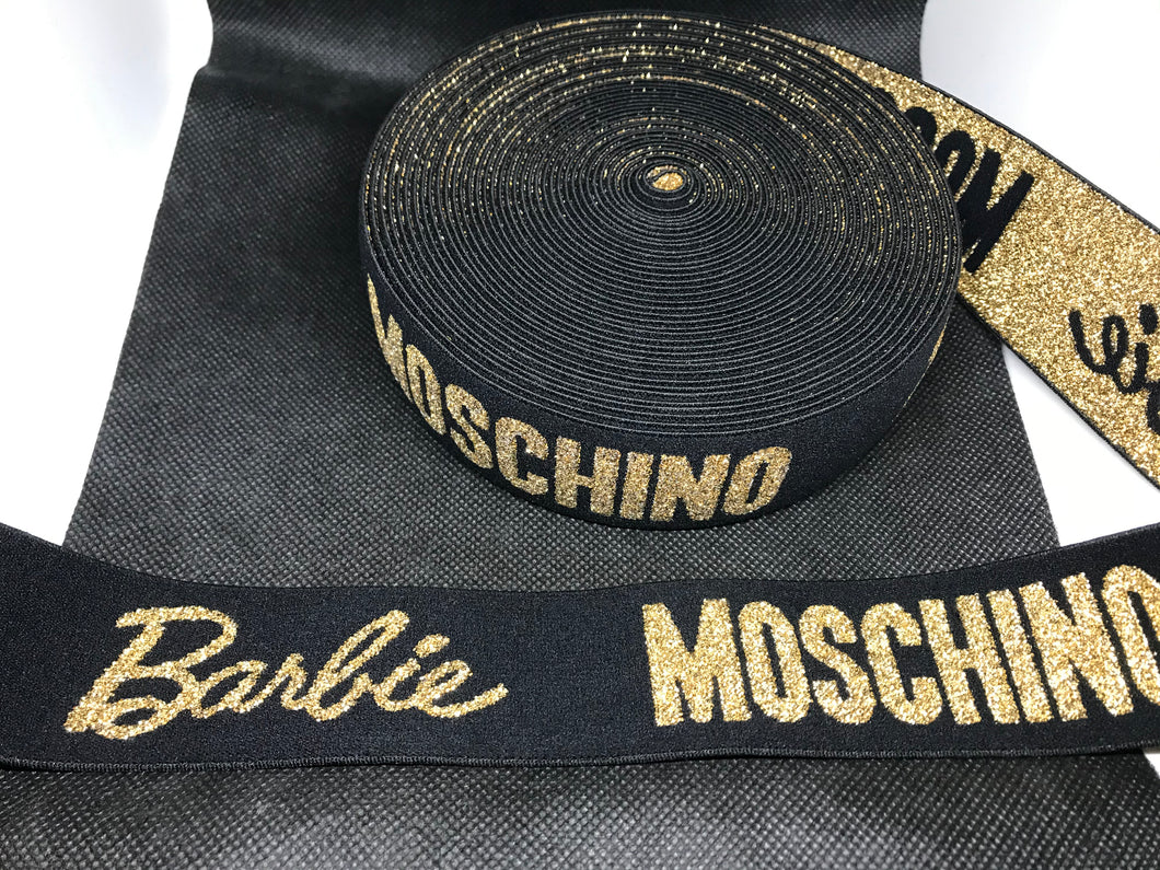 3 or 6 Yard Roll 4cm Moschino Barbie  Designer Hat Band Elastic   Trim Metallic