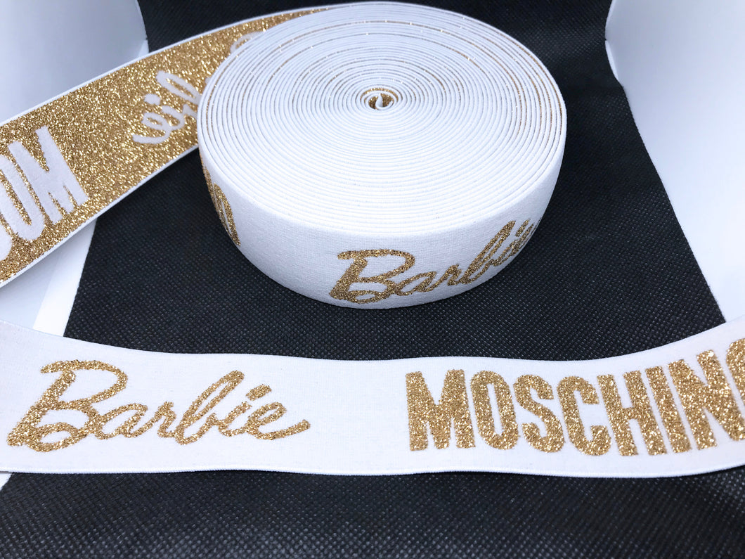 WHOLESALE - Custom Designer Elastic Bands - 1 Yard Roll of 4cm M-1 B-1 Metallic      Trim