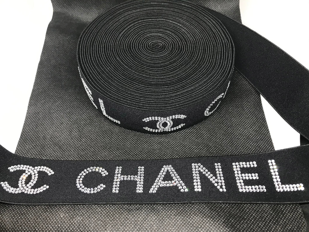 1 to 10 Yard Roll 4cm C-1 Rhinestone Elastic Bands