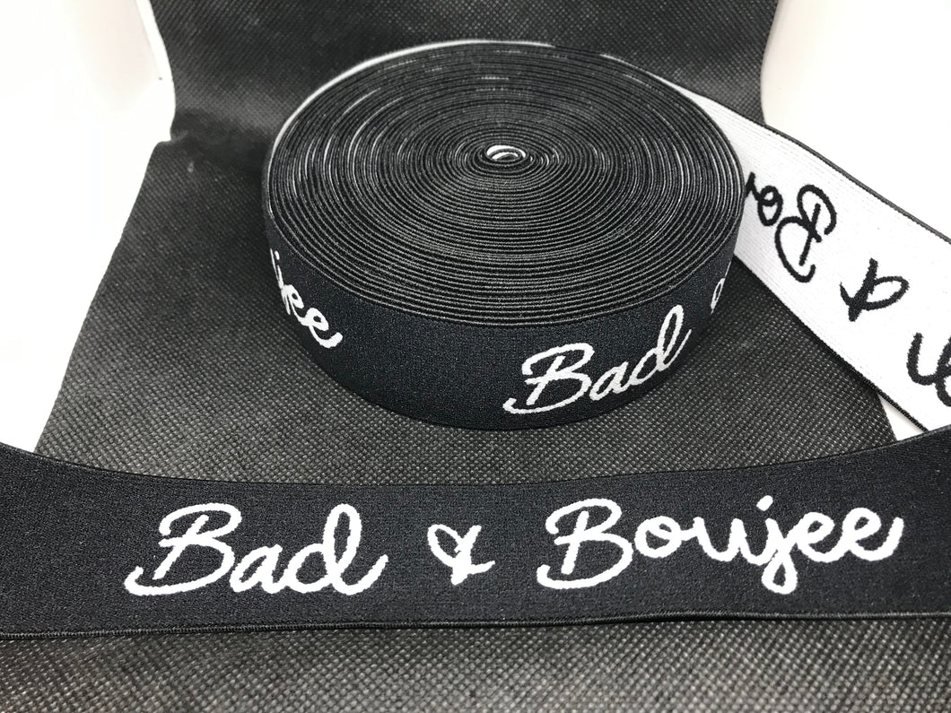 WHOLESALE - Designer Elastic Bands - 1 Yard Roll of 4cm Bad & Boujee      Trim