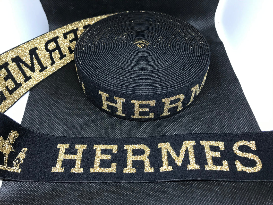 WHOLESALE - Designer Elastic Bands - 1 Yard Roll of 4cm Hermes Metallic      Trim