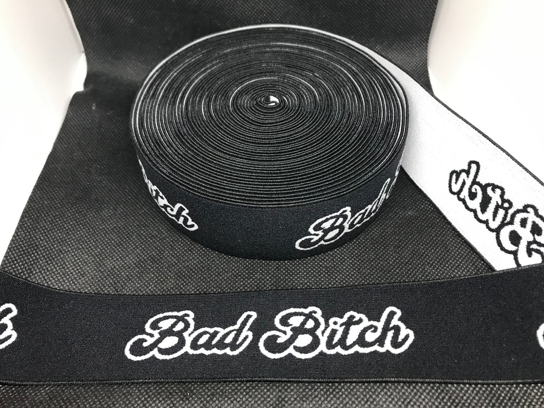 3 or 6 Yard Roll 4cm Bad Bitch Custom Designer Hat Band Elastic  Trim