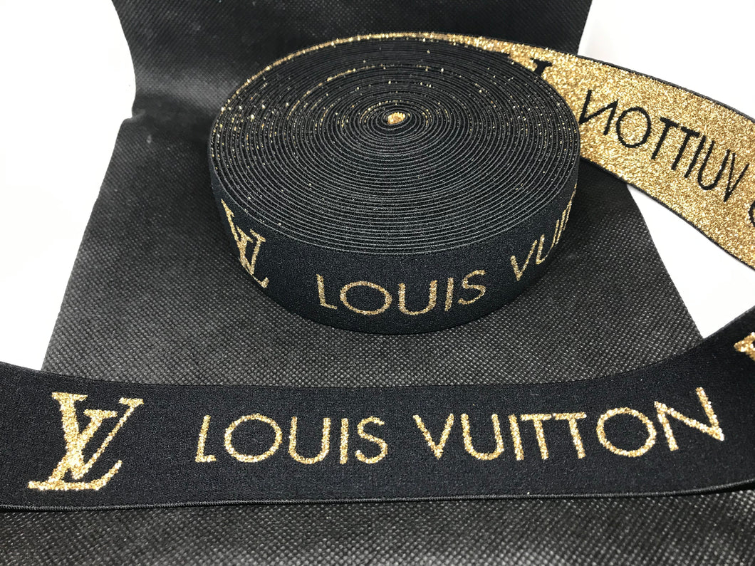 WHOLESALE - Designer Elastic Bands - 1 Yard Roll of 4cm Louis Vuitton LV Metallic      Trim