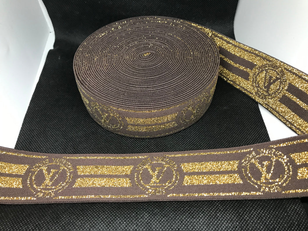 10 Yard Roll 4cm Louis Vuitton LV  Designer Elastic Band   Jacquard Bands Trim Metallic