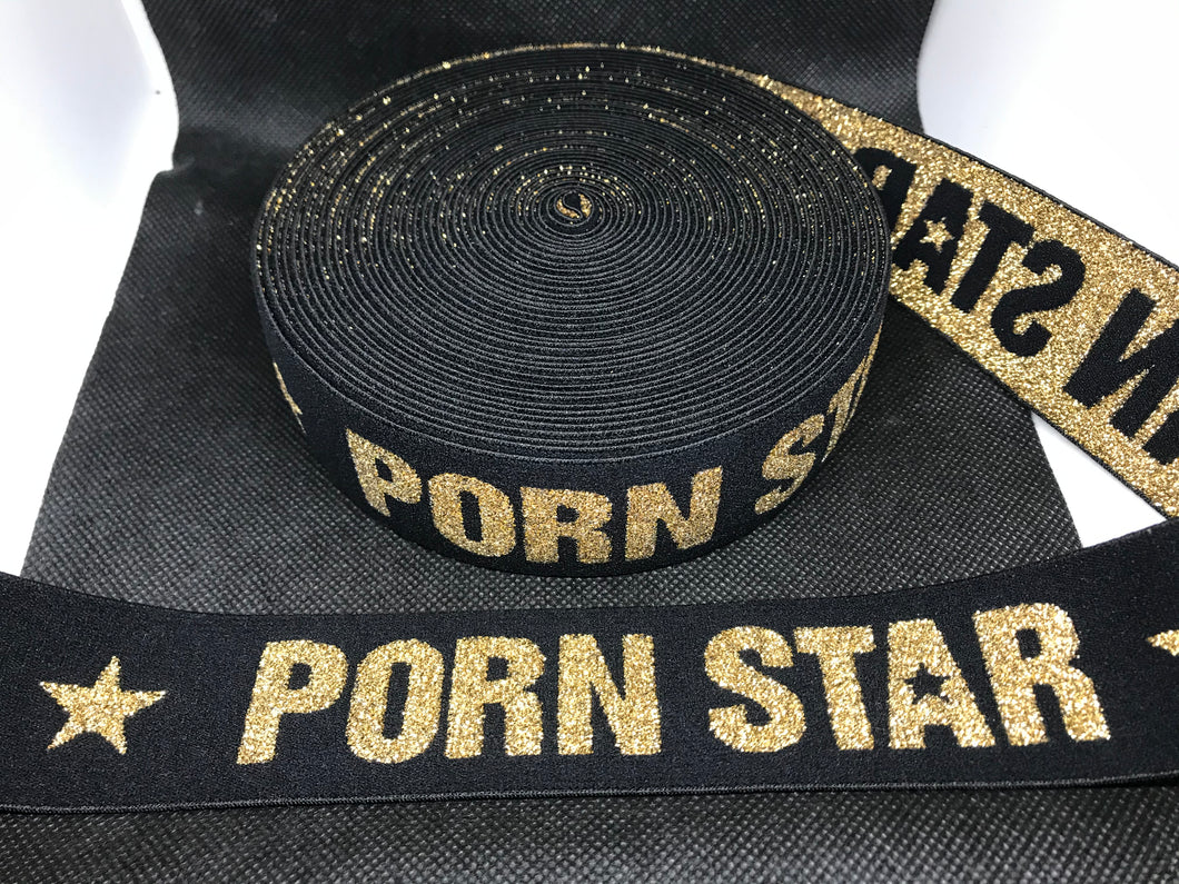 3 or 6 Yard Roll 4cm Porn Star  Custom Designer Hat Band Elastic  Trim Metallic