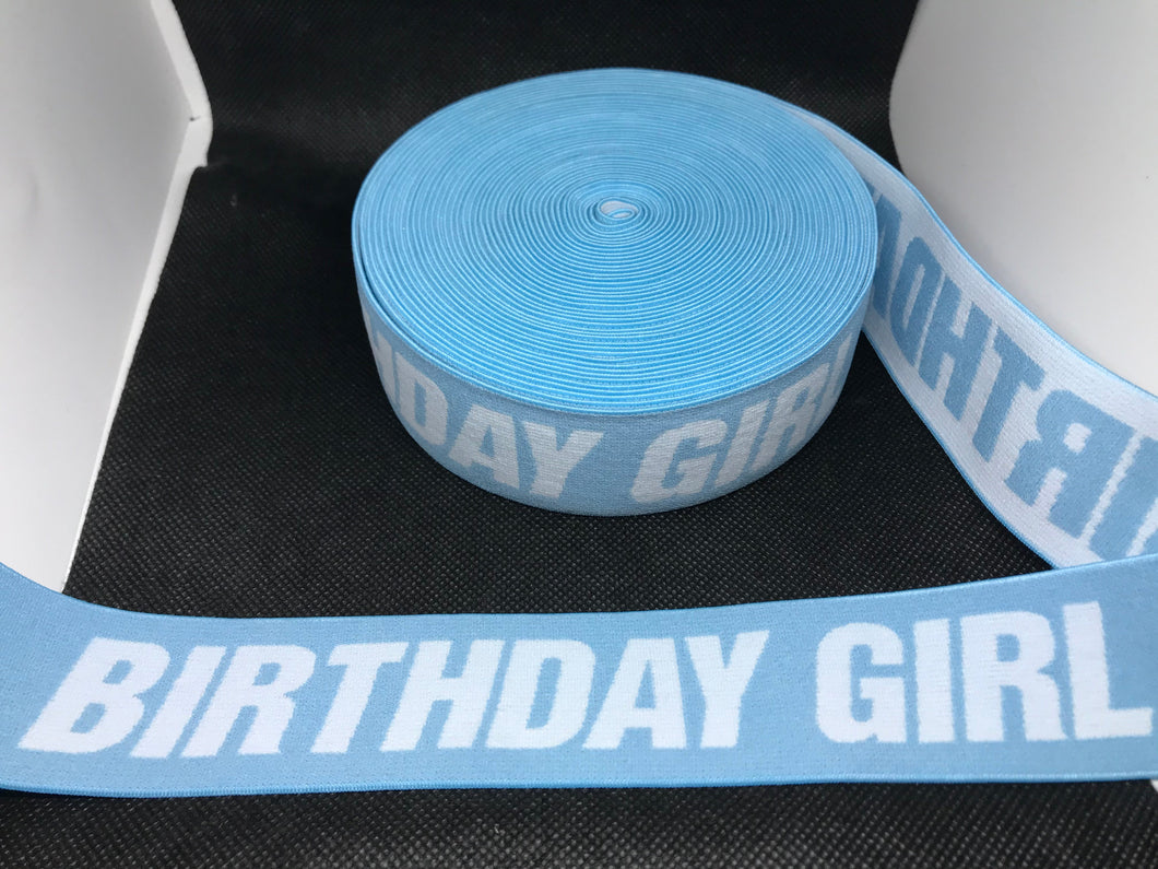 WHOLESALE - Designer Elastic Bands - 1 Yard Roll of 4cm Birthday girl     Trim