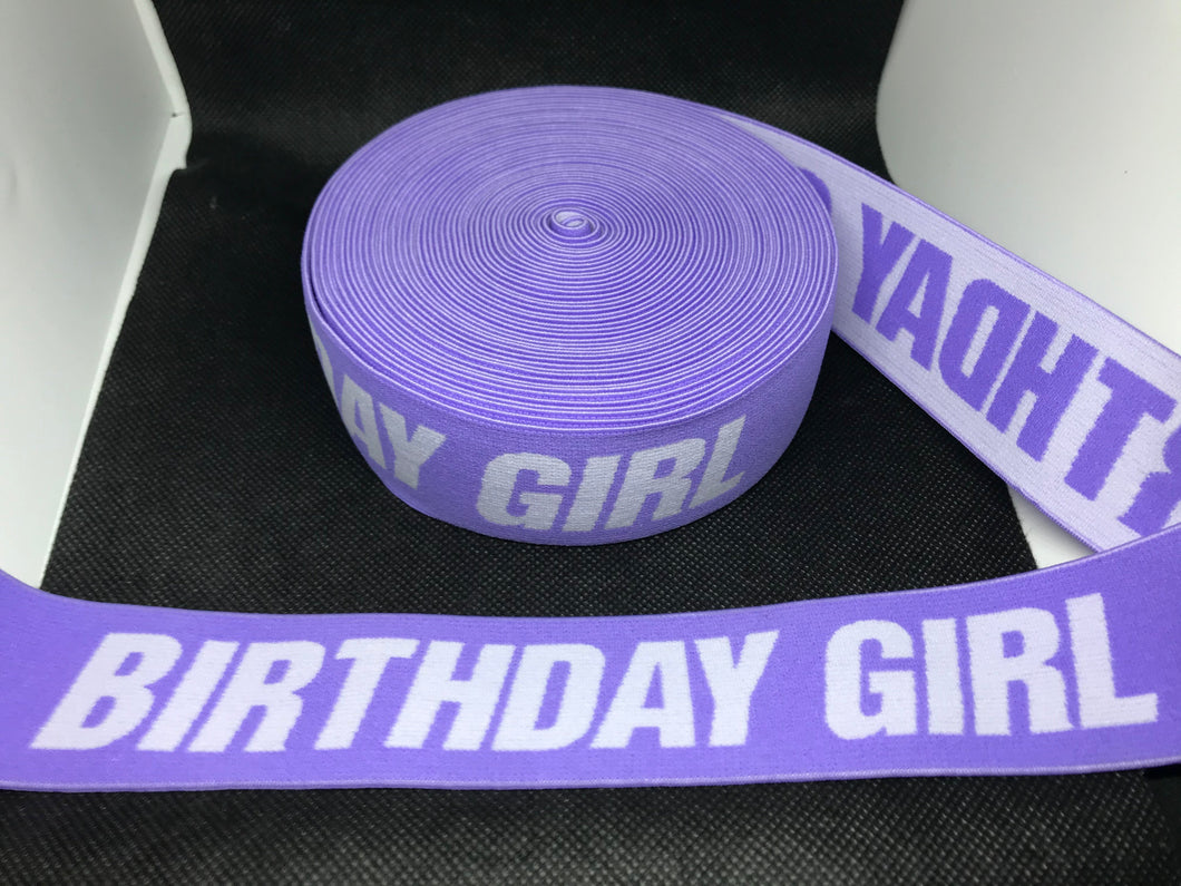 WHOLESALE - Designer Elastic Bands - 1 Yard Roll of 4cm Birthday girl     Trim