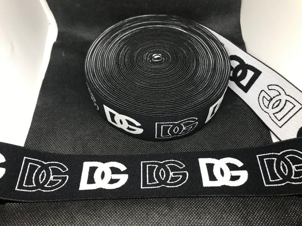 WHOLESALE - Custom Designer Elastic Bands - 1 Yard Roll of 4cm D-1 Logo      Trim