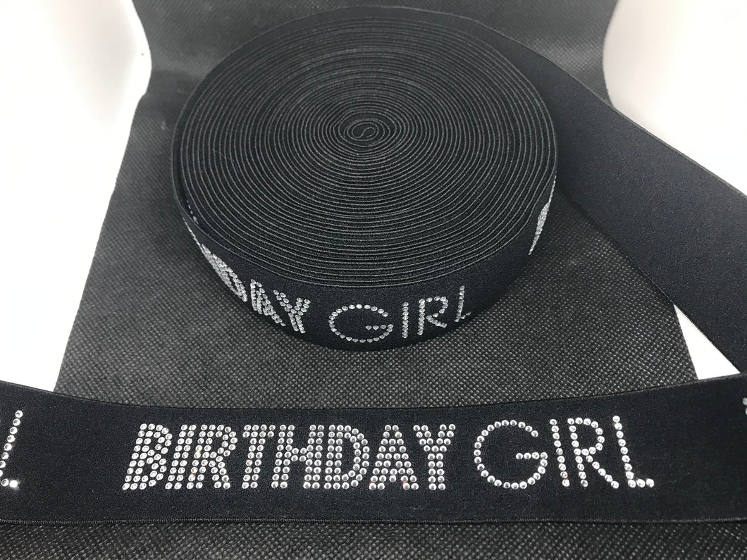 1 to 10 Yard Roll 4cm Birthday Girl Rhinestone Elastic Bands