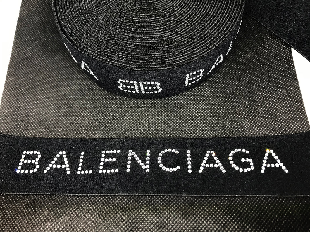 1 to 10 Yard Roll 4cm Balenciaga BB Rhinestone Elastic Bands