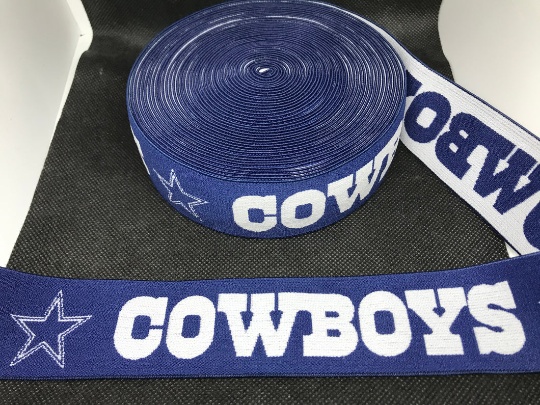 NO BULK DISCOUNTS - 10 Yard Roll 4cm Dallas Cowboys Sports Custom Designer Elastic Band    Jacquard Bands Trim