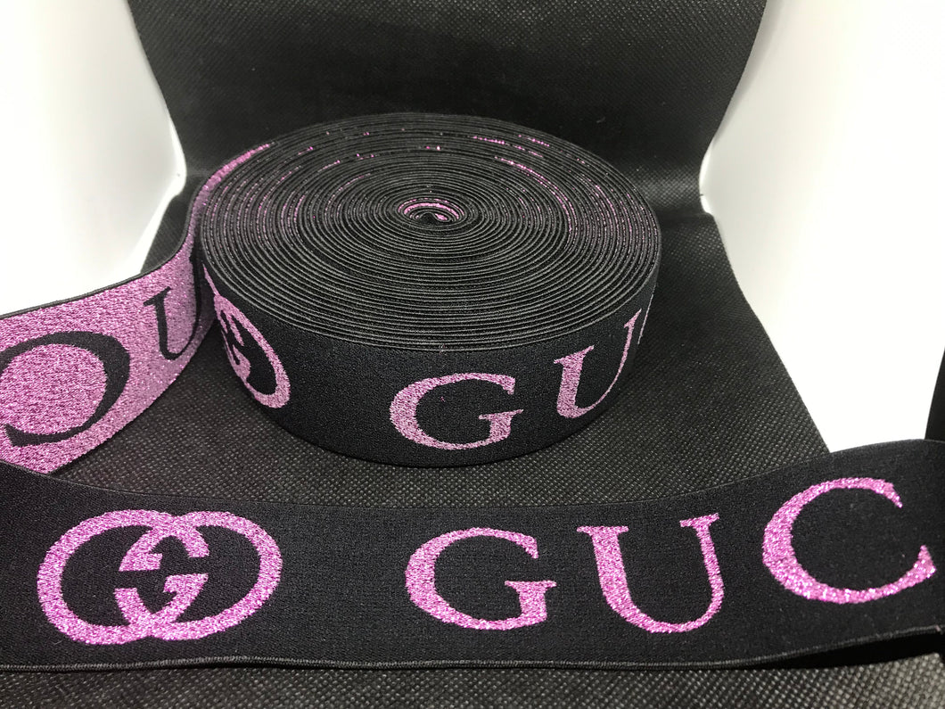 WHOLESALE - Designer Elastic Bands - 1 Yard Roll of 4.5cm Gucci GG Metallic      Trim