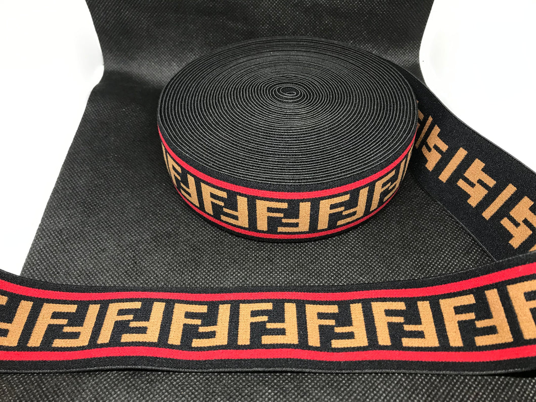 WHOLESALE - Designer Elastic Bands - 1 Yard Roll of 4cm Fendi FF      Trim