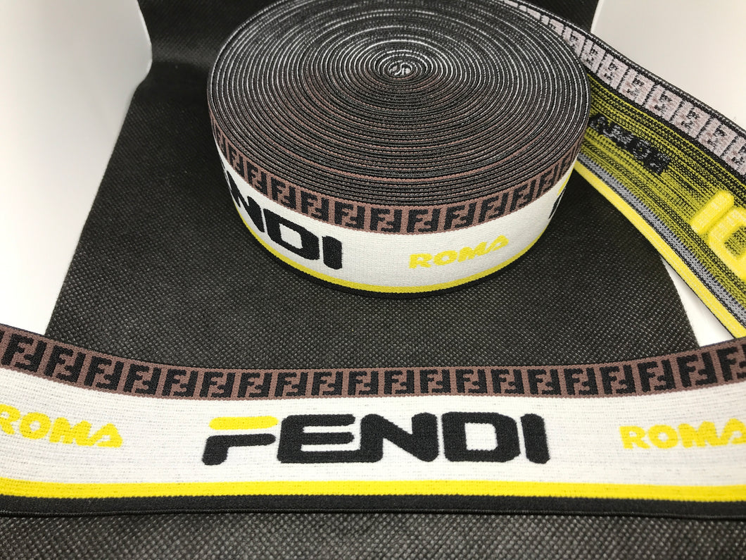 3 or 6 Yard Roll 5cm Fendi FF Designer Hat Band Elastic  Trim