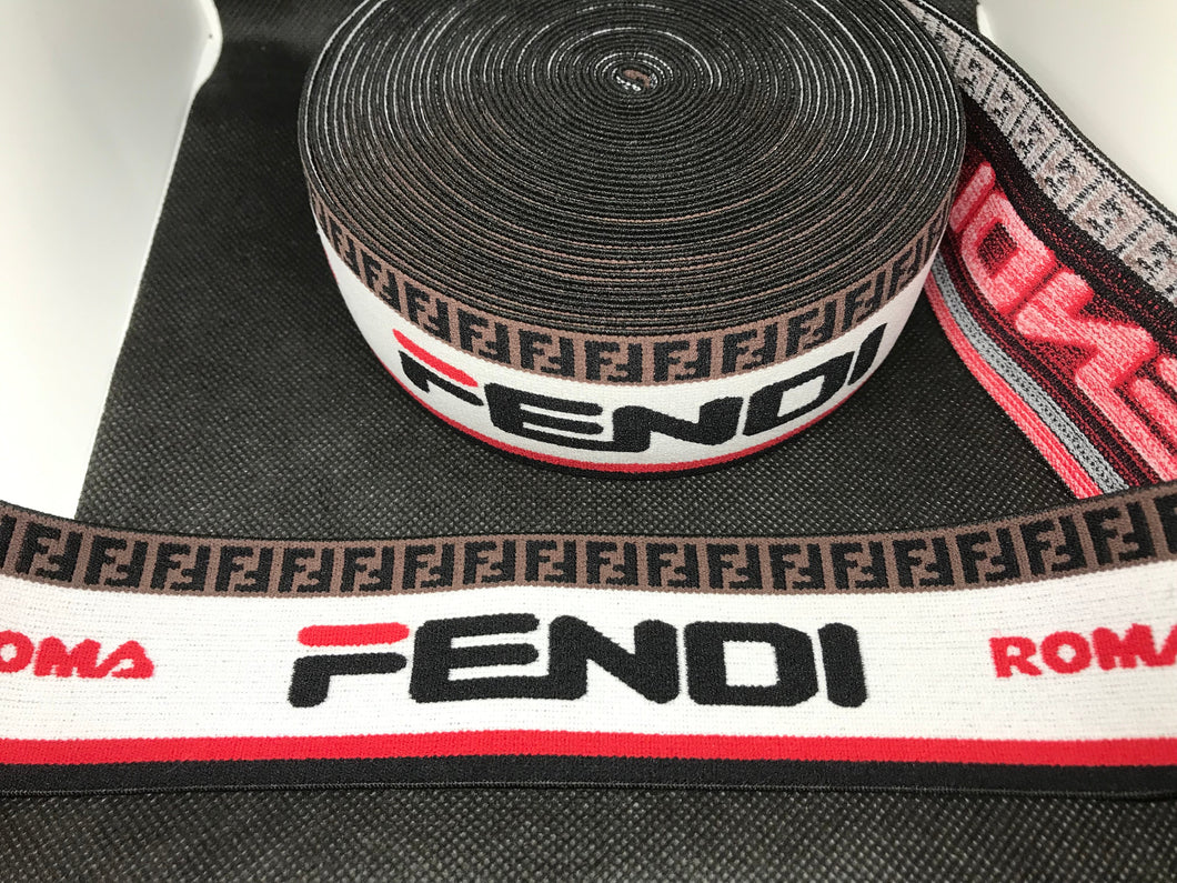 WHOLESALE - Designer Elastic Bands - 1 Yard Roll of 5cm Fendi FF     Trim
