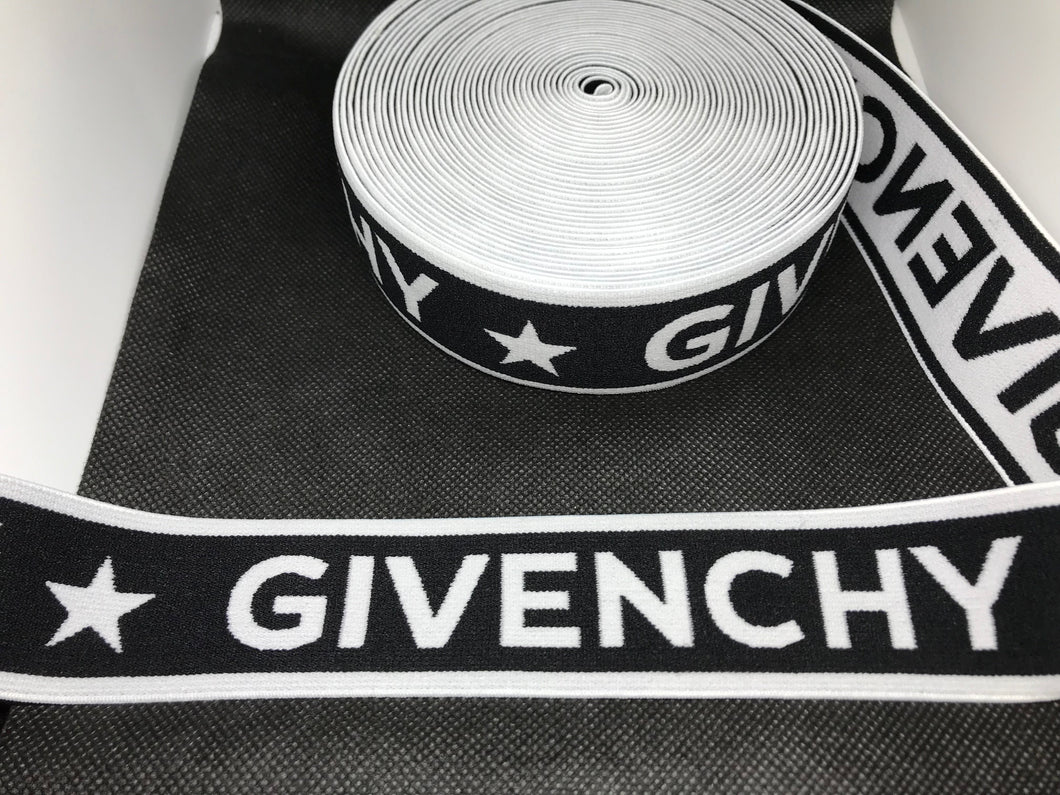 WHOLESALE - Designer Elastic Bands - 1 Yard Roll of 4cm Givenchy      Trim
