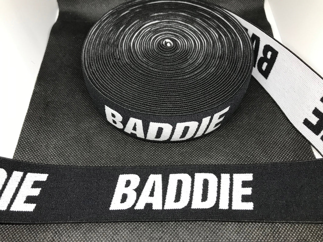 WHOLESALE - Designer Elastic Bands - 1 Yard Roll of 4cm Baddie      Trim