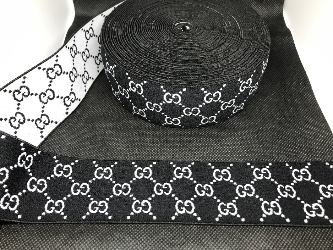 WHOLESALE - Designer Elastic Bands - 1 Yard Roll of 4.5cm Gucci GG      Trim