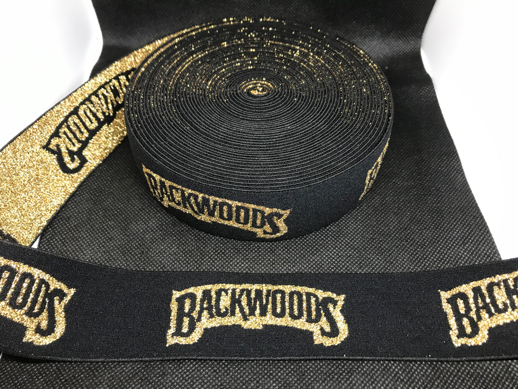 10 Yard Roll 4cm Backwoods  Designer Elastic Band    Jacquard Bands Trim Metallic