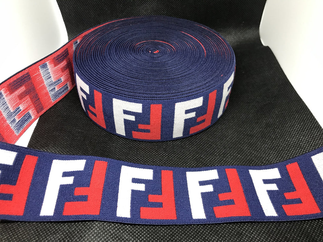 3 or 6 Yard Roll 4cm Fendi FF Designer Hat Band Elastic   Trim