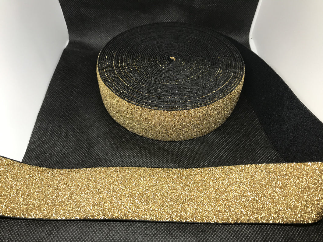 OVERSTOCK 10 Yards 4cm Metallic Elastic Lighter Gold Waistband material  Designer Bands Jacquard Bandz