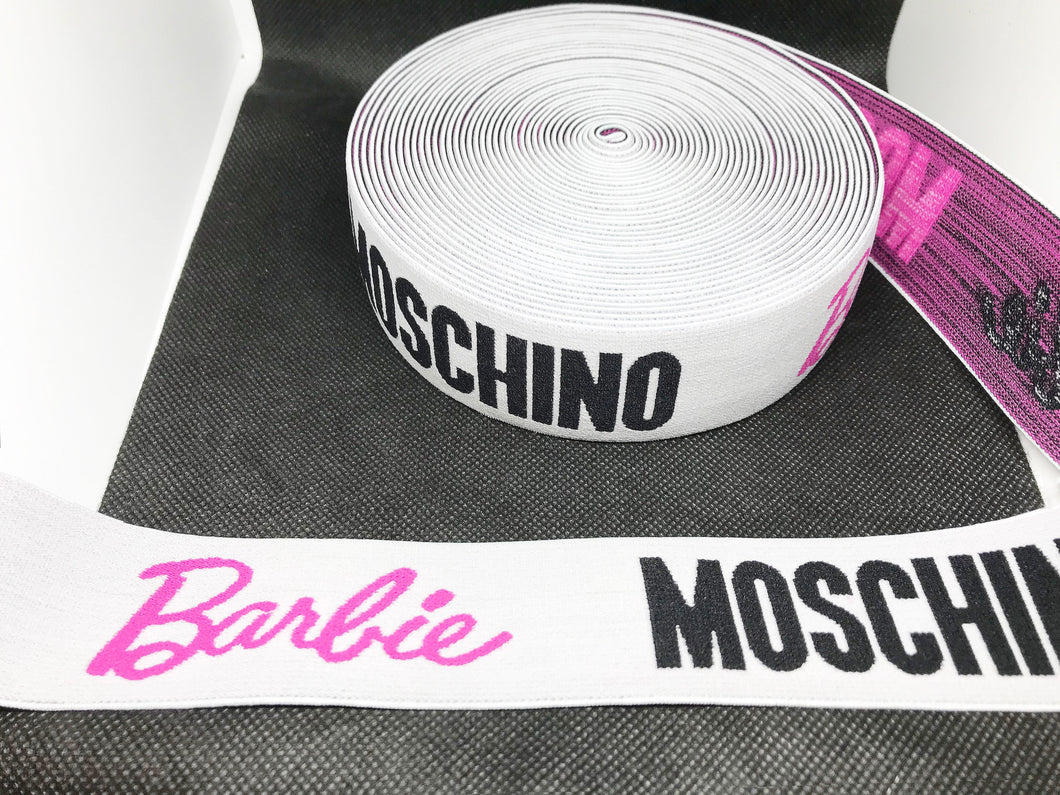 WHOLESALE - Designer Elastic Bands - 1 Yard Roll of 4cm Moschino Barbie      Trim