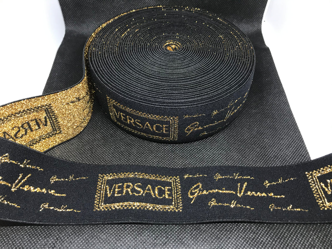 OVERSTOCK 10 Yards 4.5cm Versace Metallic Elastic Waistband material  Designer Bands Jacquard Bandz