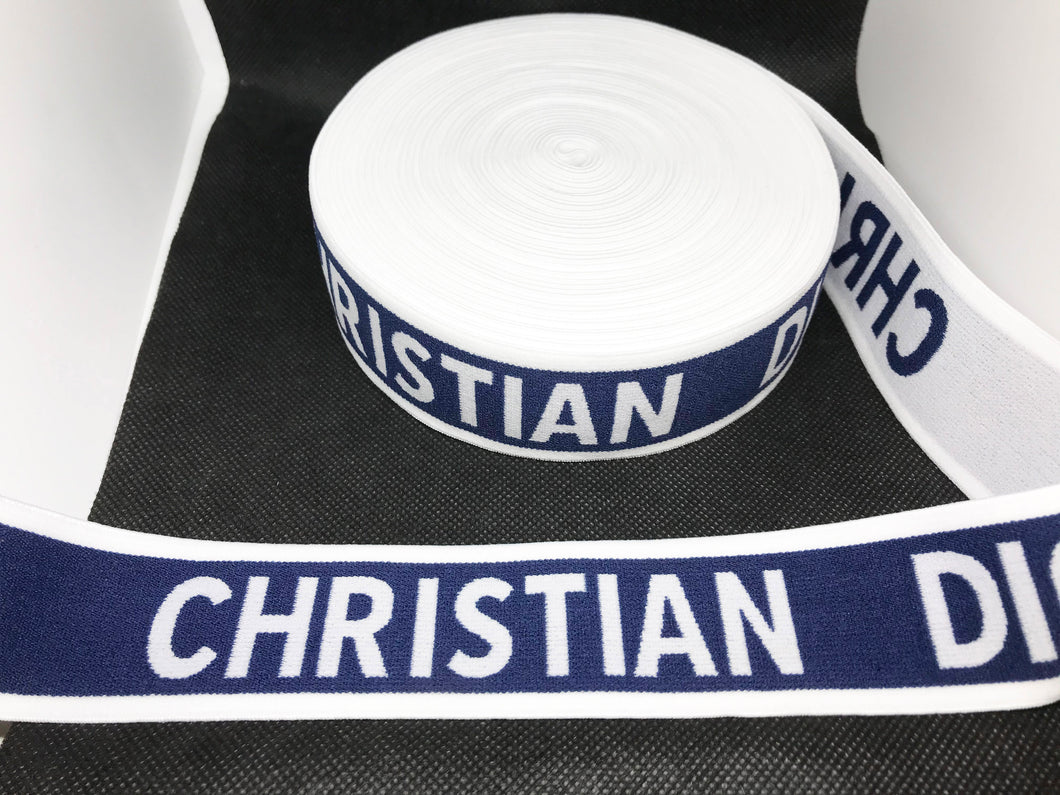 OVERSTOCK 10 Yards 4cm Navy Dior Elastic Waistband material  Designer Bands Jacquard Bandz