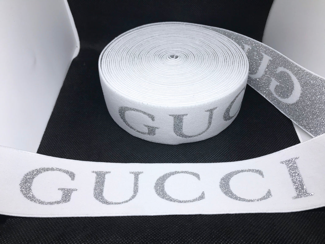 10 Yard Roll 4.5cm Gucci GG  Designer Elastic Band    Jacquard Bands Trim Metallic