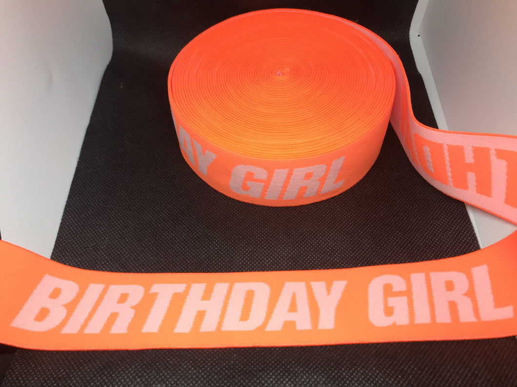 10 Yard Roll 4cm Birthday Girl Custom Designer Elastic Band   Jacquard Bands Trim