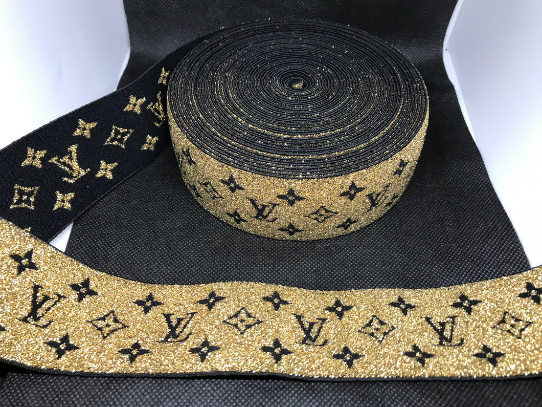 3 or 6 Yard Roll 4.5cm Louis Vuitton LV  Designer Hat Band Elastic   Trim Metallic