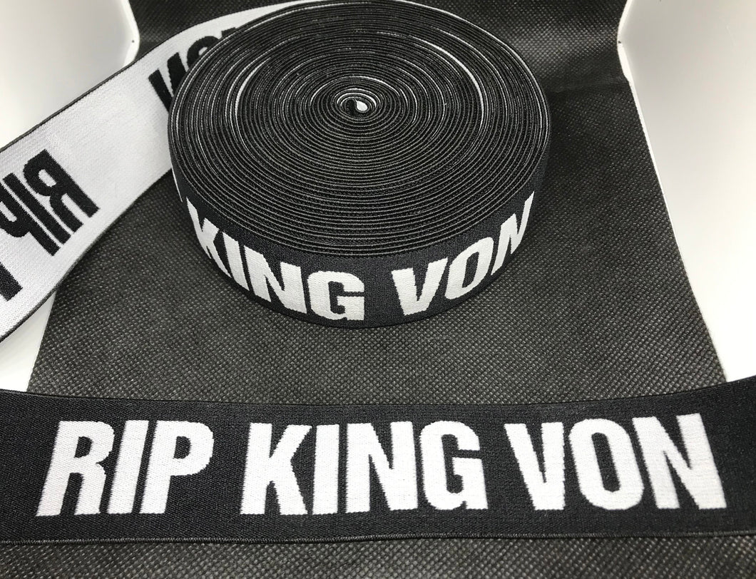 10 Yard Roll 4cm RIP King Von Custom Designer Elastic Band    Jacquard Bands Trim