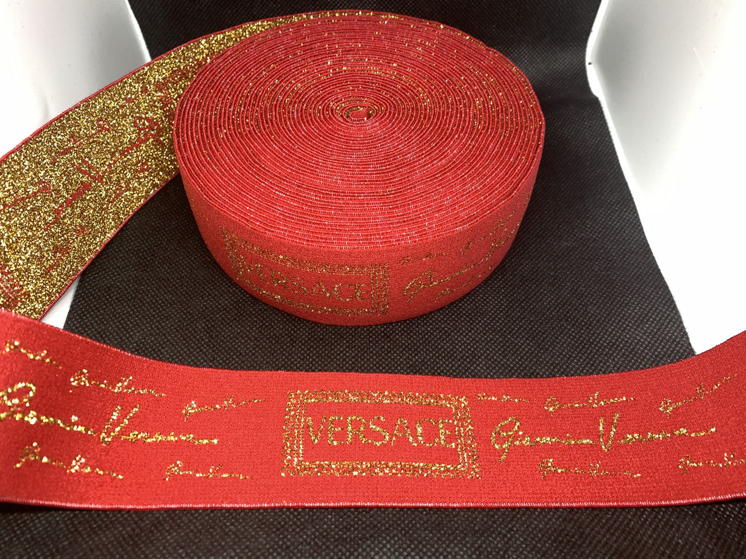 10 Yard Roll 4.5cm V-1  Custom Designer Elastic Band    Jacquard Bands Trim Metallic