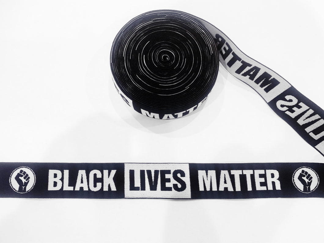 10 Yard Roll 4cm Elastic Black Lives Matter BLM Waistband   Jacquard Bands Trim