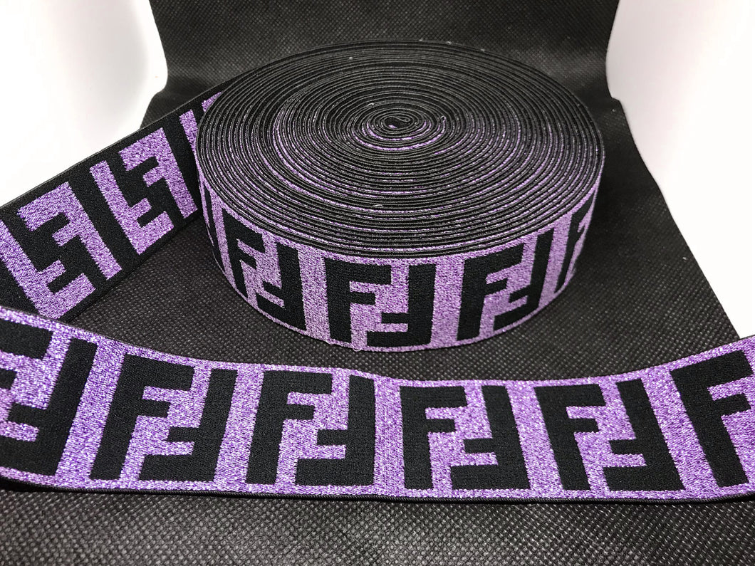 3 or 6 Yard Roll 4cm  Fendi FF Designer Hat Band Elastic  Trim Metallic